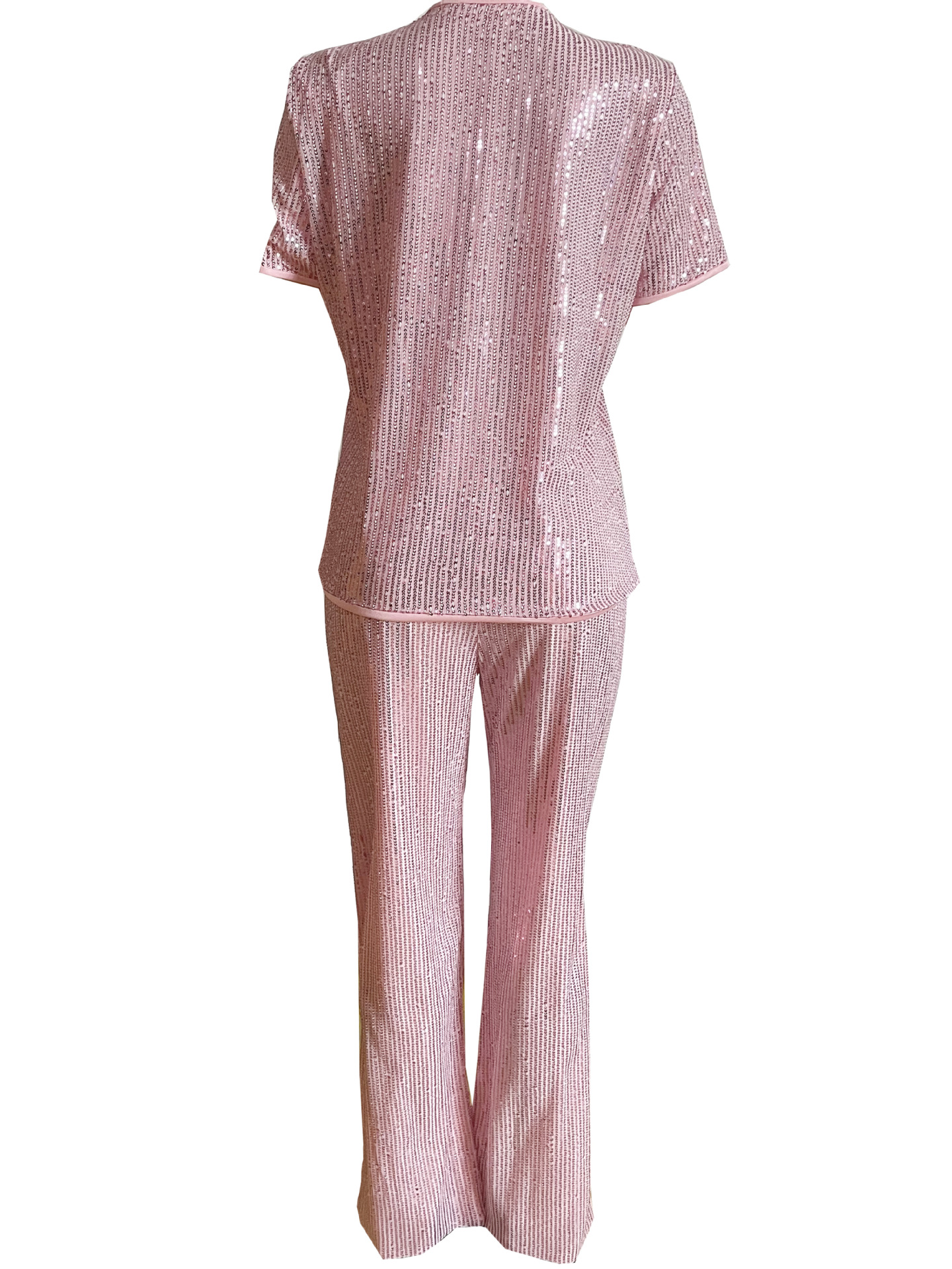 طقم بنطلون وتوب شورت نسائي مزين بالترتر