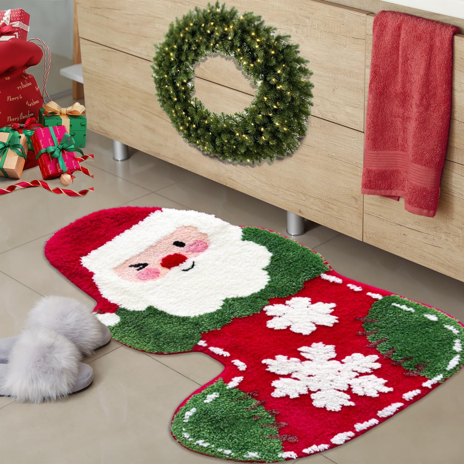 Title 1, Christmas Cashmere Carpet Bathroom Absorbent No...