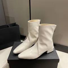 Women's Fashion Temperament Chunky Heel Boots - White - View 1