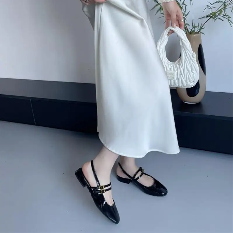 Women's Buckle Square Toe Leisure Semi-slippers Sandals