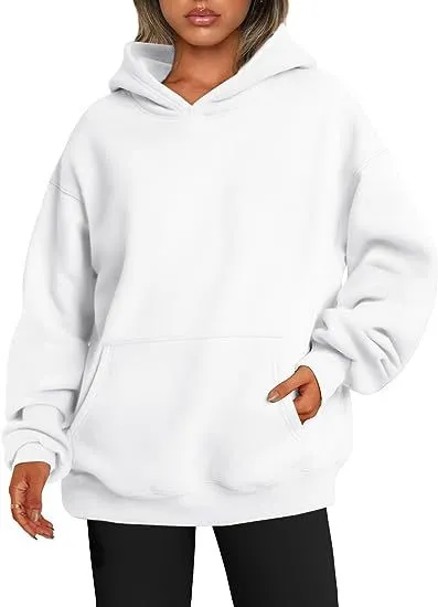 Women's Hoodies With Pockets Fashion Solid Sweatshirt Oversized Hooded Sweater Womens Clothing White - Shop at LoveMi