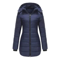 Waterproof Long-sleeved Cotton-padded Jacket - Dark Blue - View 1