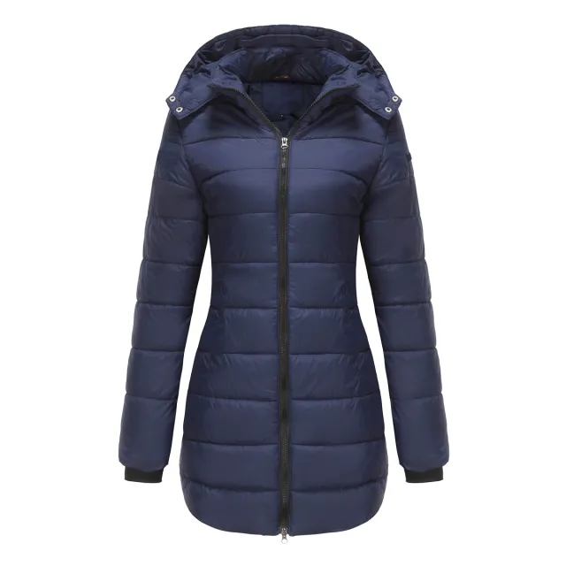 Waterproof Long sleeved Cotton padded Jacket Dark Blue - Shop at LoveMi