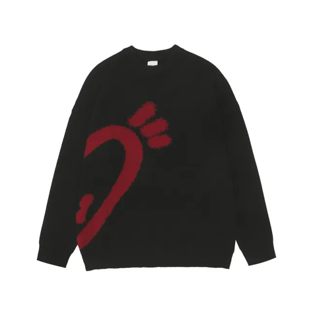 Fashion Lazy Couple Love Round Neck Men's And Women's Knitwear Sweater Black Right - Shop at LoveMi