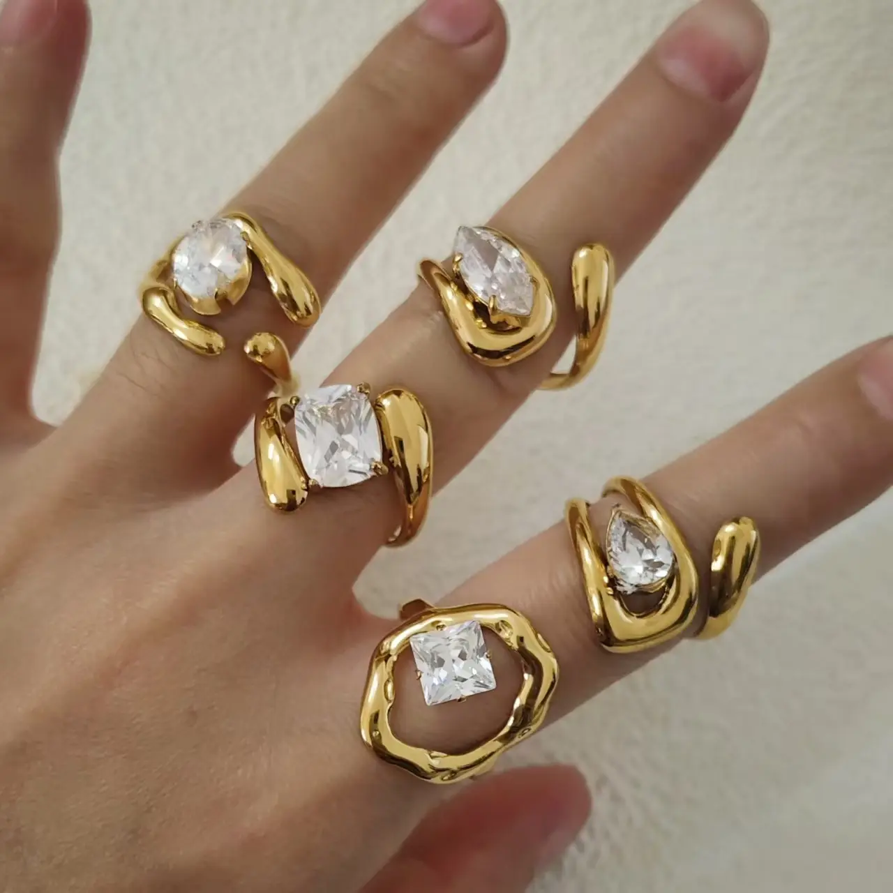 Metallic Stainless Steel Zircon Ring