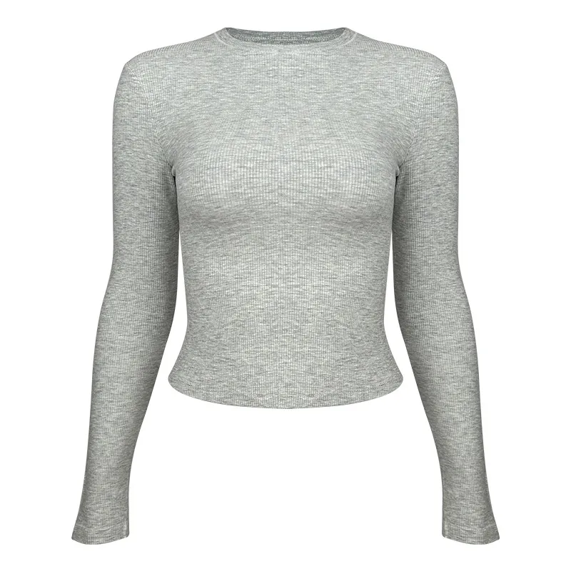 Yoga Women's Sport Long Sleeves Slim Fit Thin Fitness Clothes - Grey