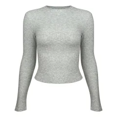 Yoga Women's Sport Long Sleeves Slim Fit Thin Fitness Clothes - Grey - View 1