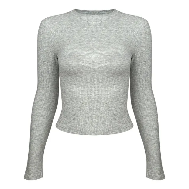Yoga Women's Sport Long Sleeves Slim Fit Thin Fitness Clothes Gray - Shop at LoveMi