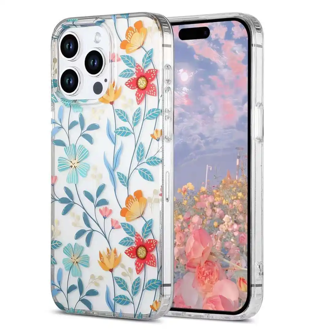 Gold-stamped Floral Phone Case With Double-sided Lamination