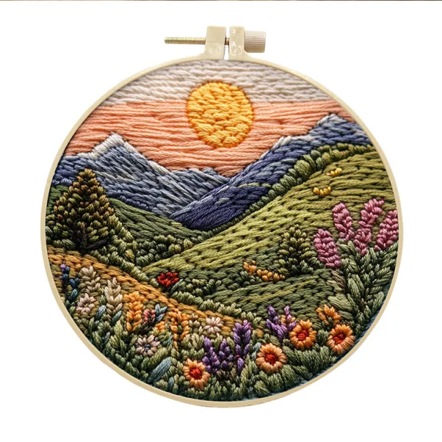 Embroidery Diy Handmade Cloth Art Material Kit Kit Beautiful Scenery - Shop at LoveMi
