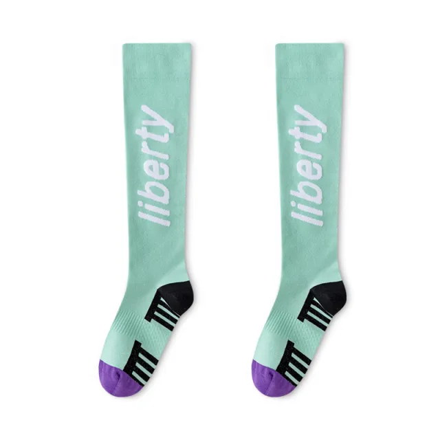 Compression Stockings Women's Fitness Running Skipping Rope Cyan Letters - Shop at LoveMi