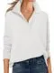 Solid Color Top V neck Long Sleeve Loose Fashion White - Shop at LoveMi
