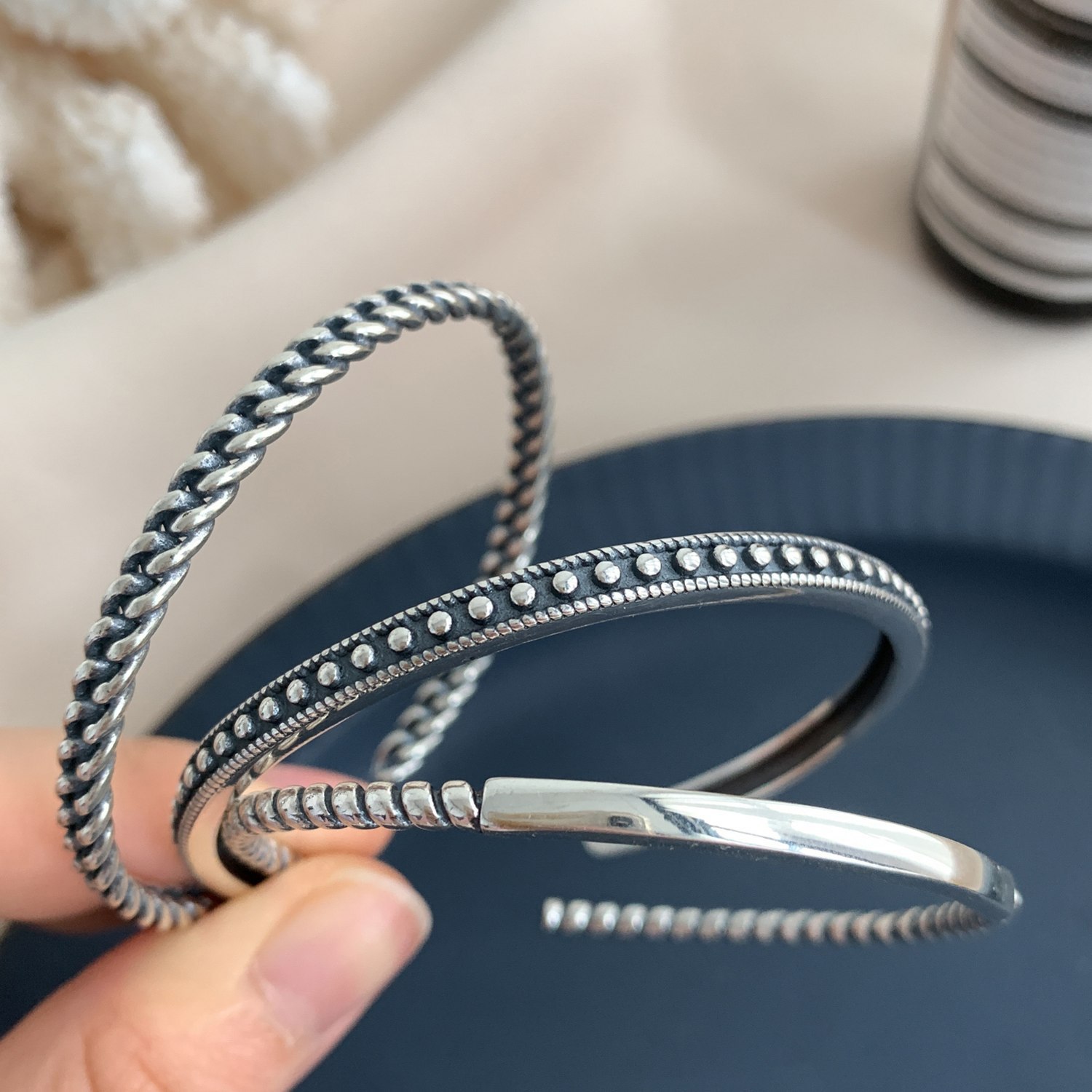 Sterling Silver Geometric Bracelet, picture 4 of 5