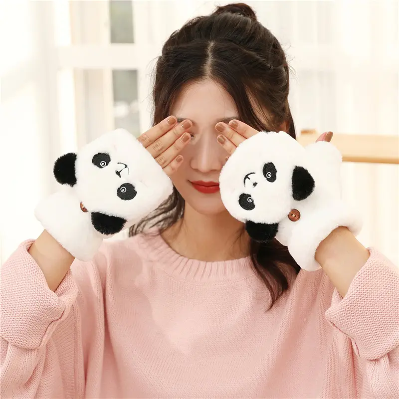 Thick Warm Half Finger Plush Pattern Cold-proof