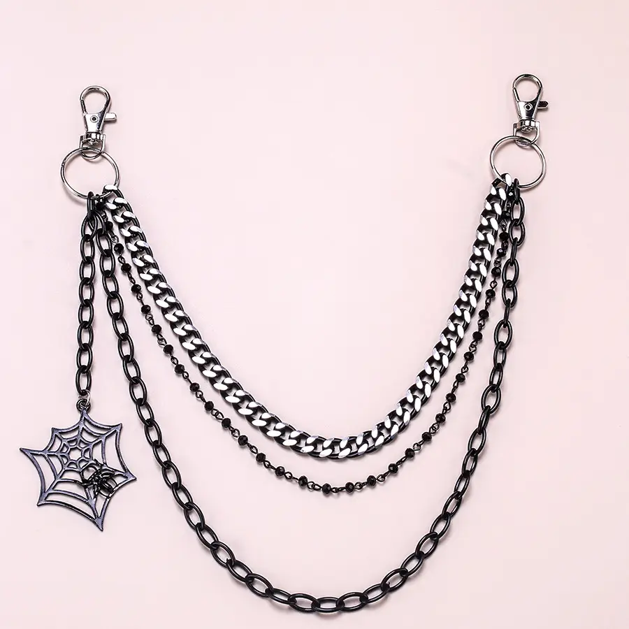 Trendy Punk Metal Personality Three-layer Spider Web Jeans Chain