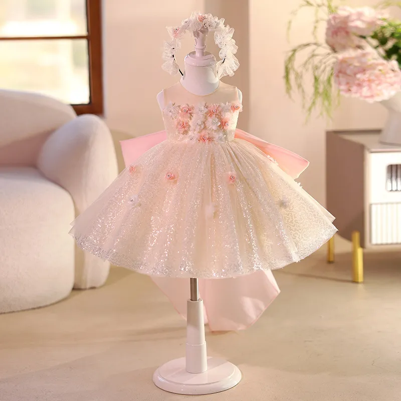 2 Birthday Full-year Dress Baby Girl - Champagne Pink