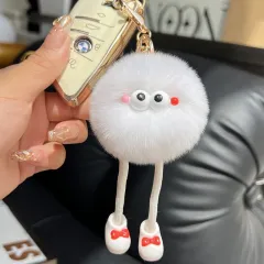 Plush Big Long Leg Small Briquette Key Ring - White - View 1