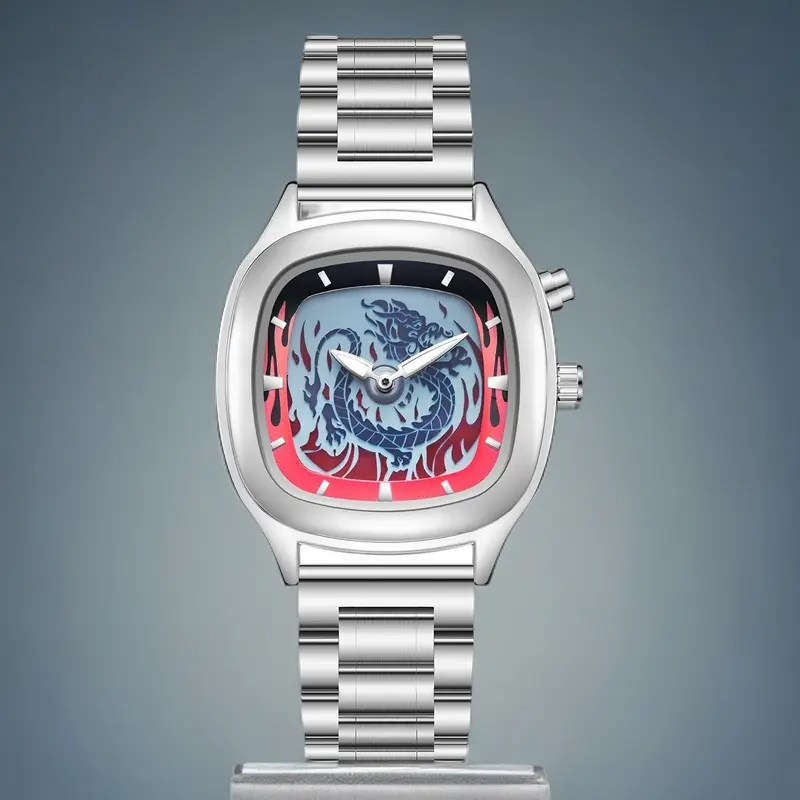 Personalized Retro Dragon-shaped Dual-display Mens Watch