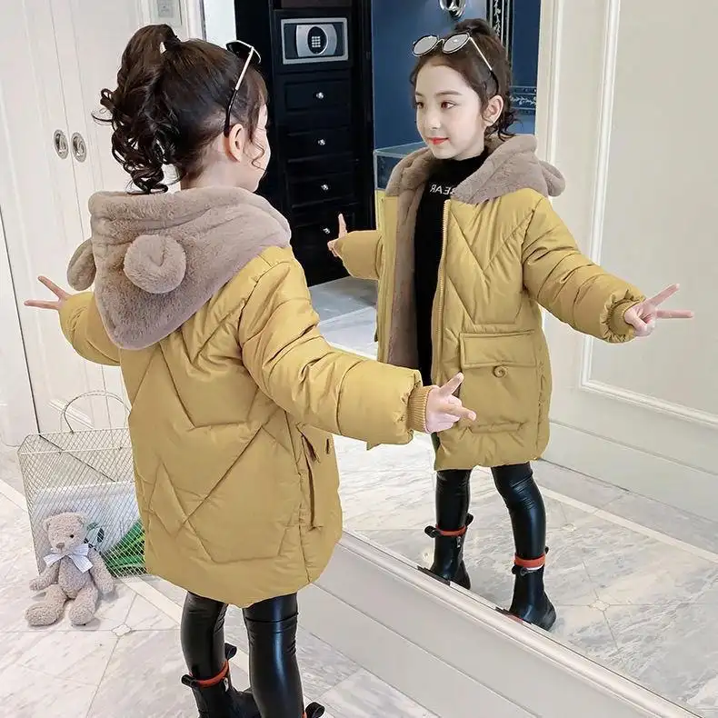 New Medium And Large Children's Down Cotton-padded Clothes Mid-length Fashionable Jacket