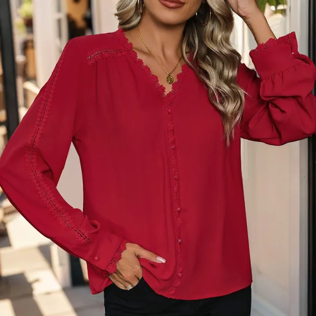 Women's Wear Long Sleeve Red Shirt Red - Shop at LoveMi
