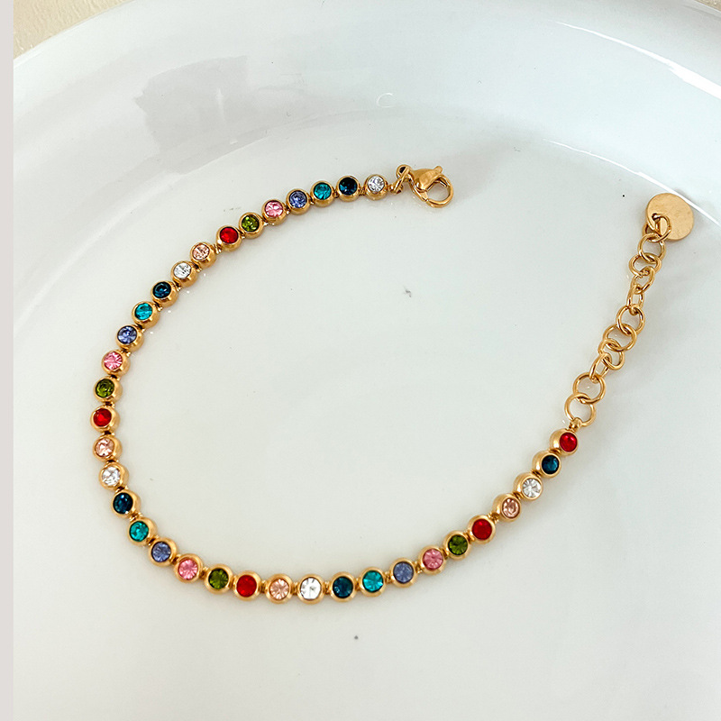 Women's Stainless Steel Color Zircon Bracelet