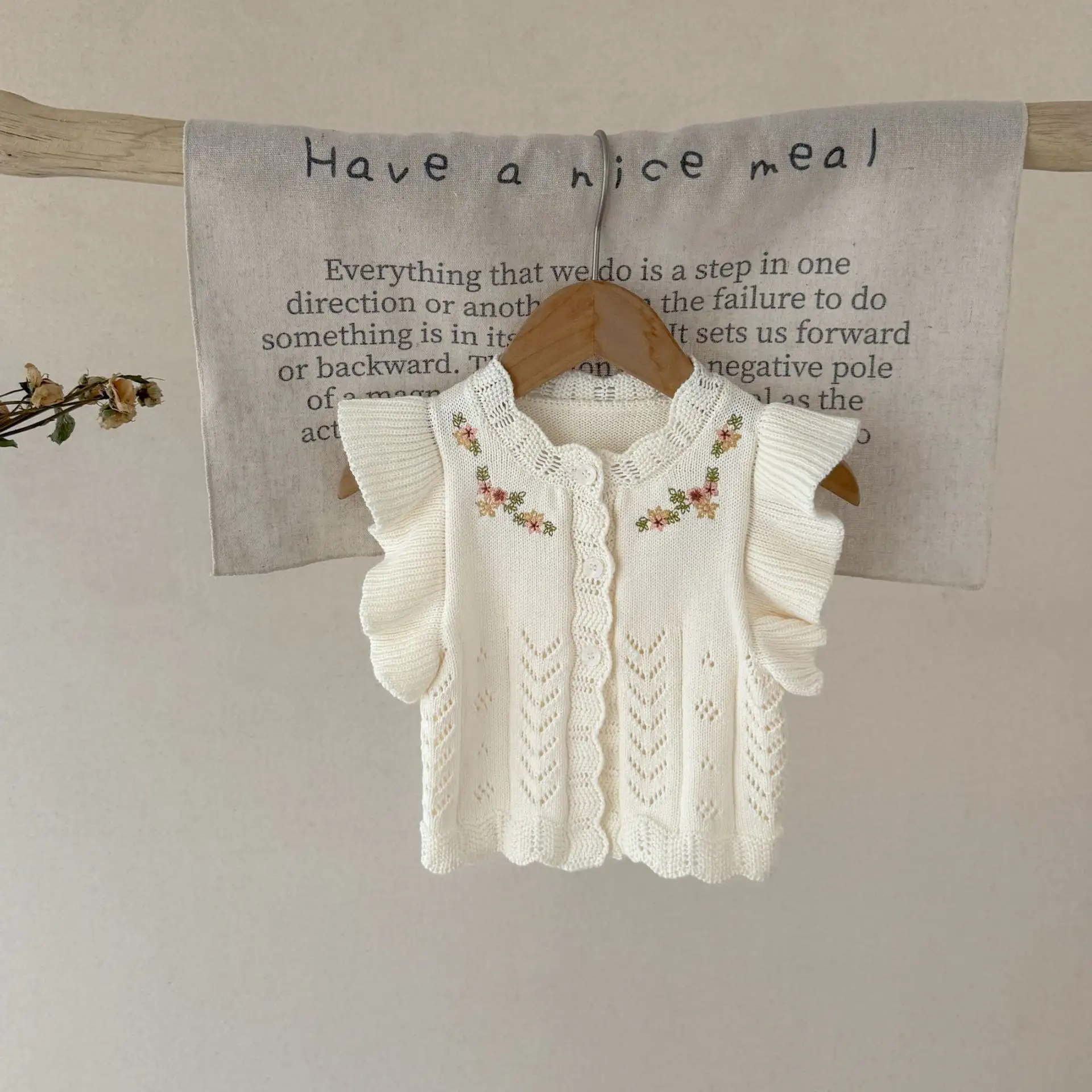 Cotton Knitted Sweater With Cap Sleeves