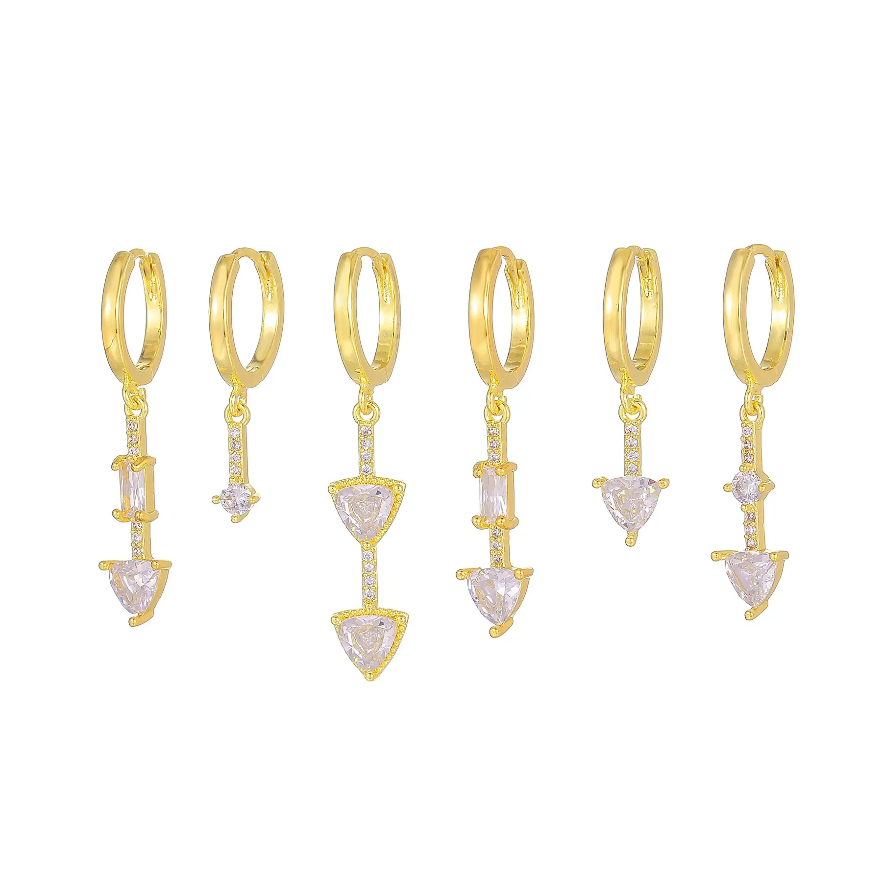 Women's Long Triangle Zircon Earrings