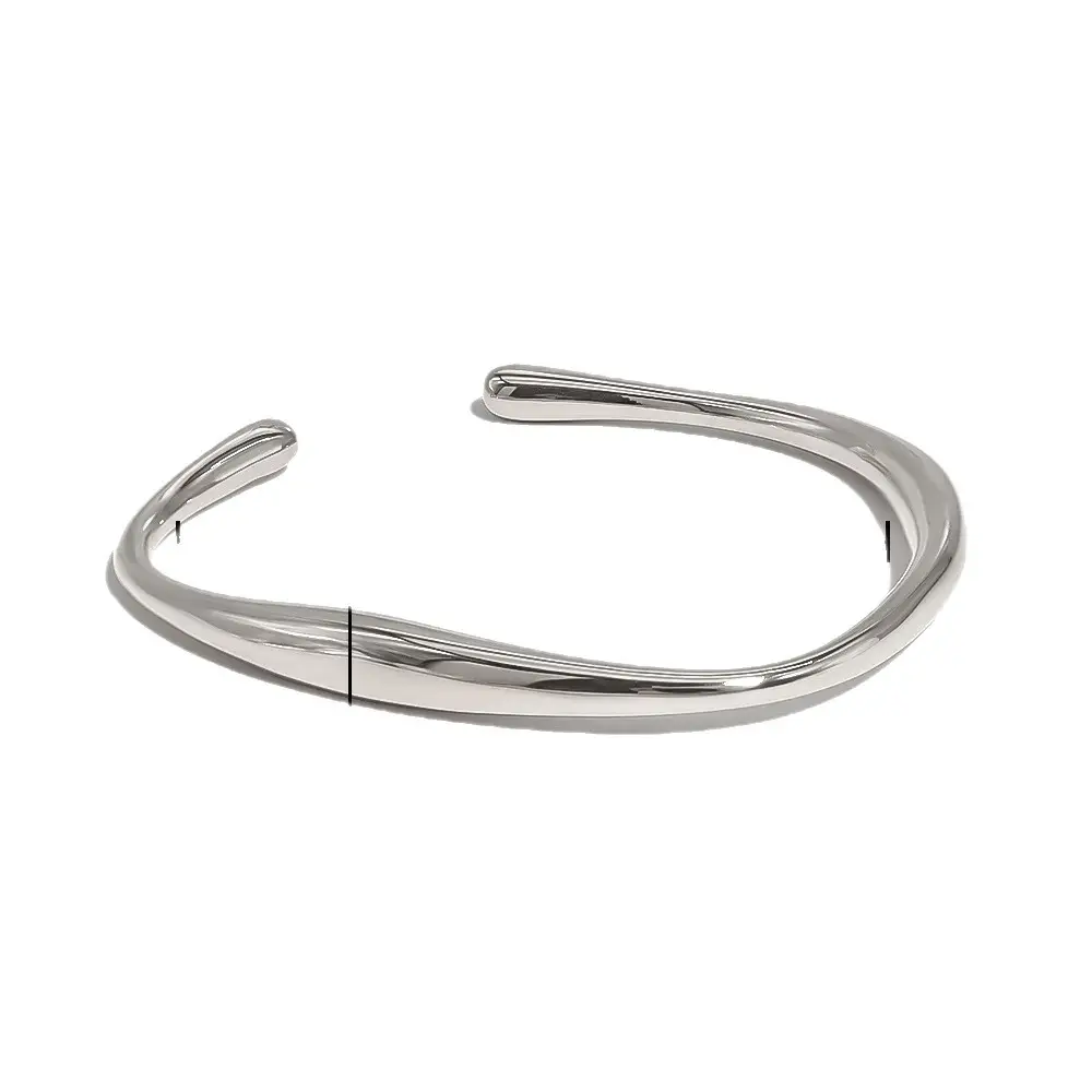 Irregular Vintage Minimalist Smooth Plain Band Asymmetric Bracelet For Women