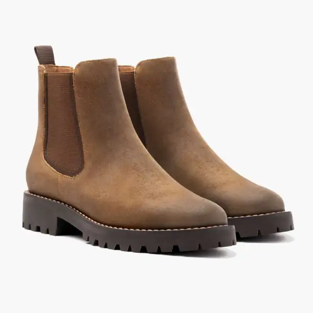 Women's Fashion Casual Platform Low cut Round Head Ankle Boots Brown - Shop at LoveMi