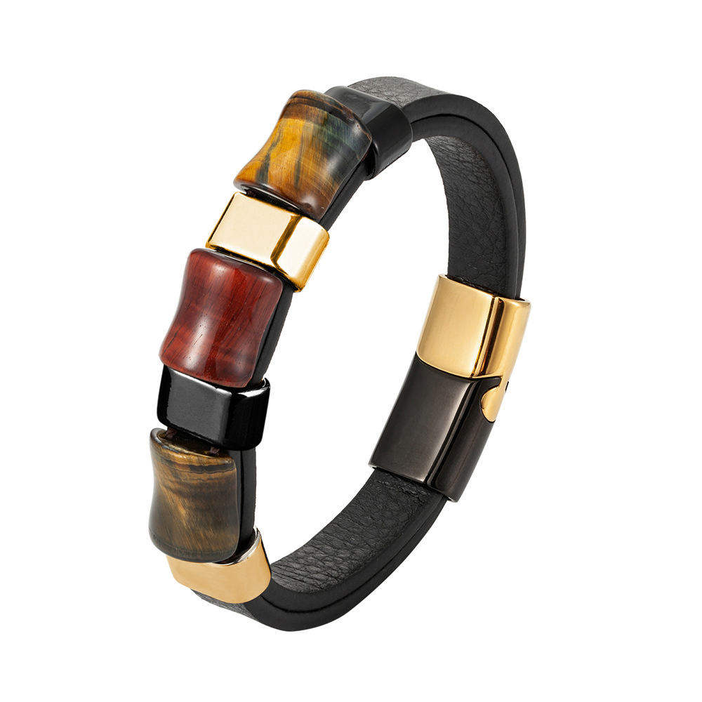 Title 5, Fashion Natural Tiger Eye Men Stainless Steel M...