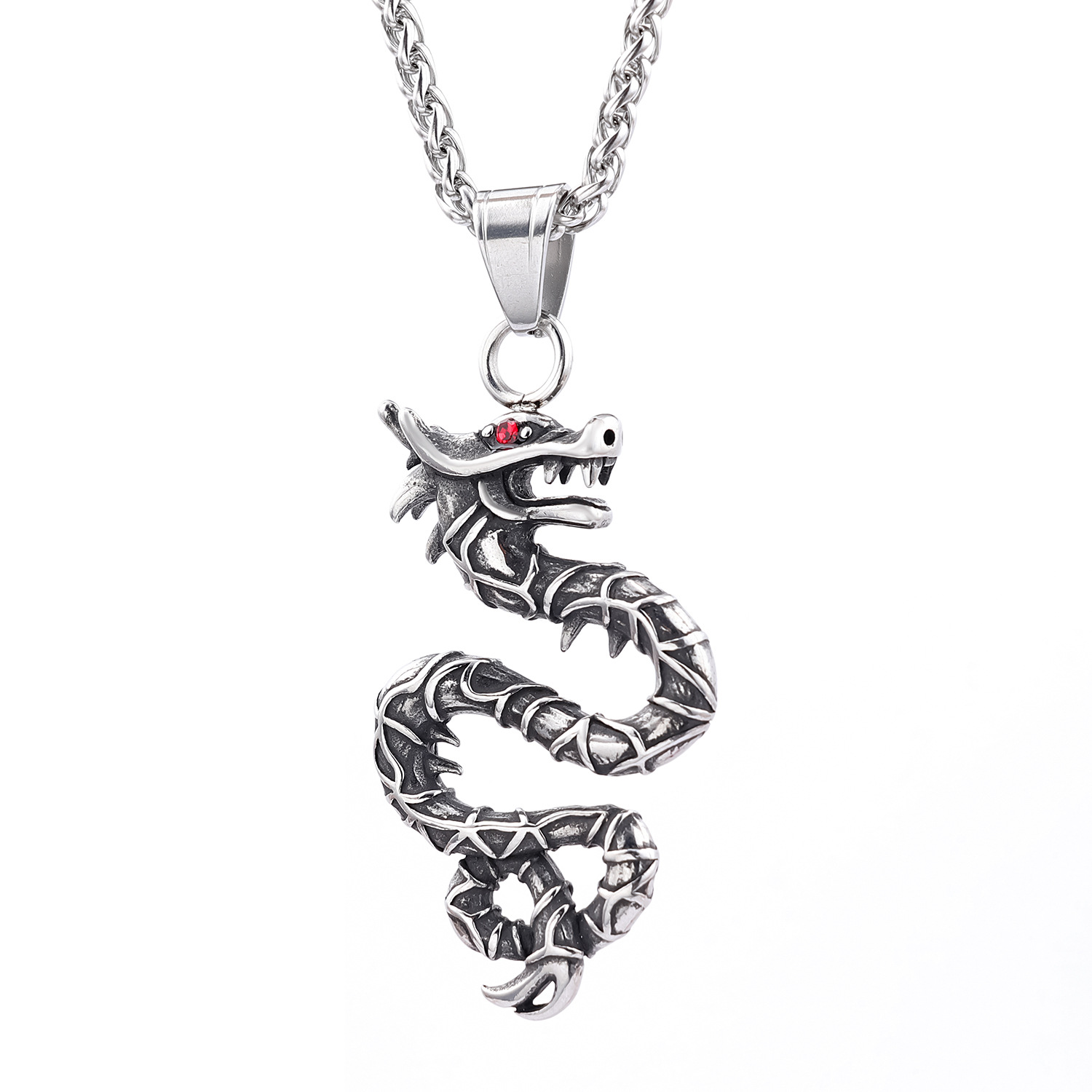 Vintage Gem Flying Dragon Pendant Necklace