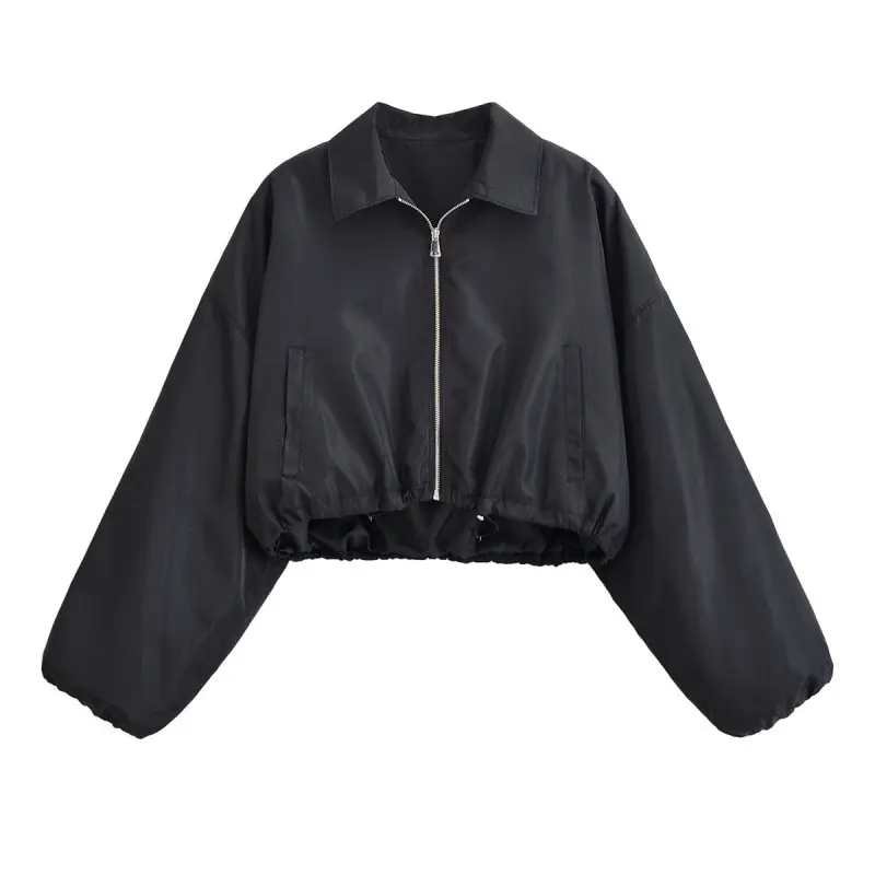 New Autumn Versatile Minimalist Short Jacket with a Turn-down