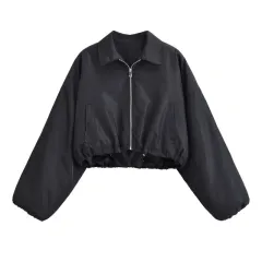 New Autumn Versatile Minimalist Short Jacket With A Turn-down Collar And Skirt - Top-M - View 1