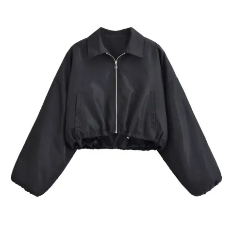 New Autumn Versatile Minimalist Short Jacket with a Turn-down
