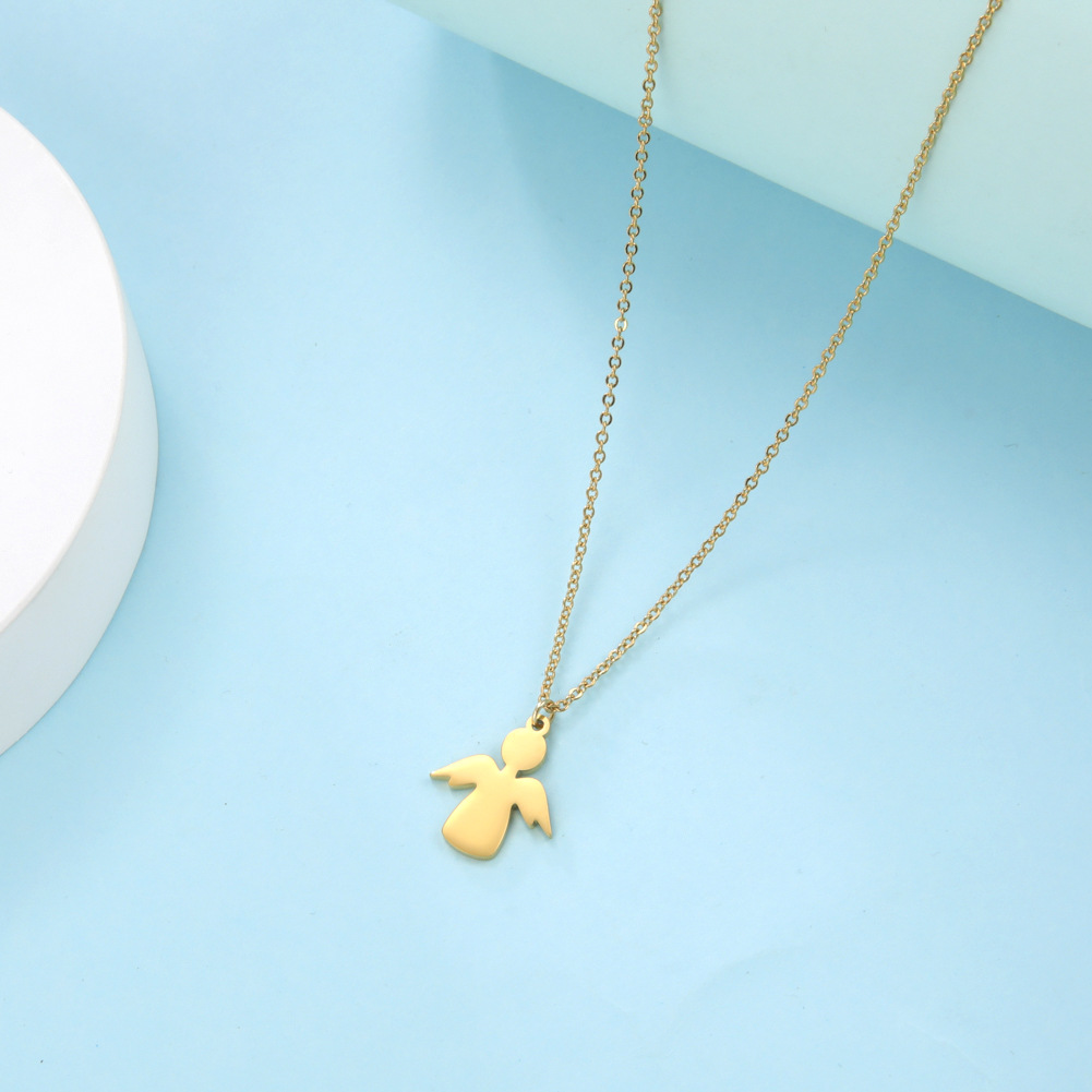 Stainless Steel Angel Pendant Necklace Personality Simple Titanium Steel
