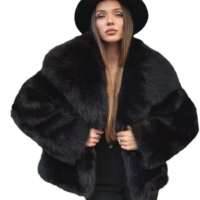 Internet Celebrity Fur Coat Women's Large Lapel Street Shot Fluffy Black - Shop at LoveMi