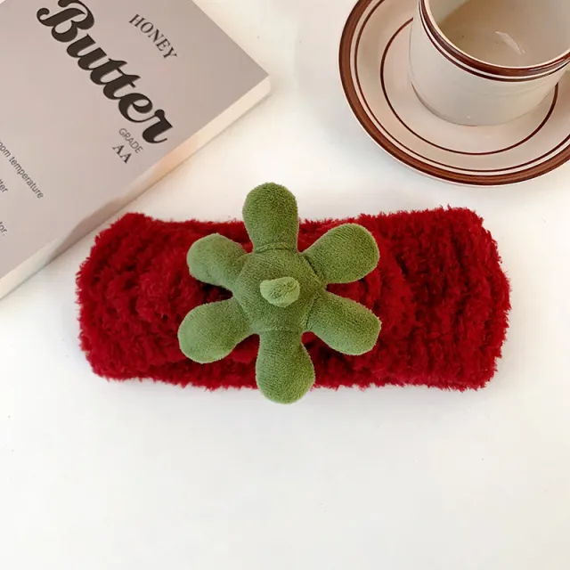 Cute Strawberry Leaf Hair Band Wrist Strap Wide Brim Hair Band Leaf Strawberry Hair Band - Shop at LoveMi