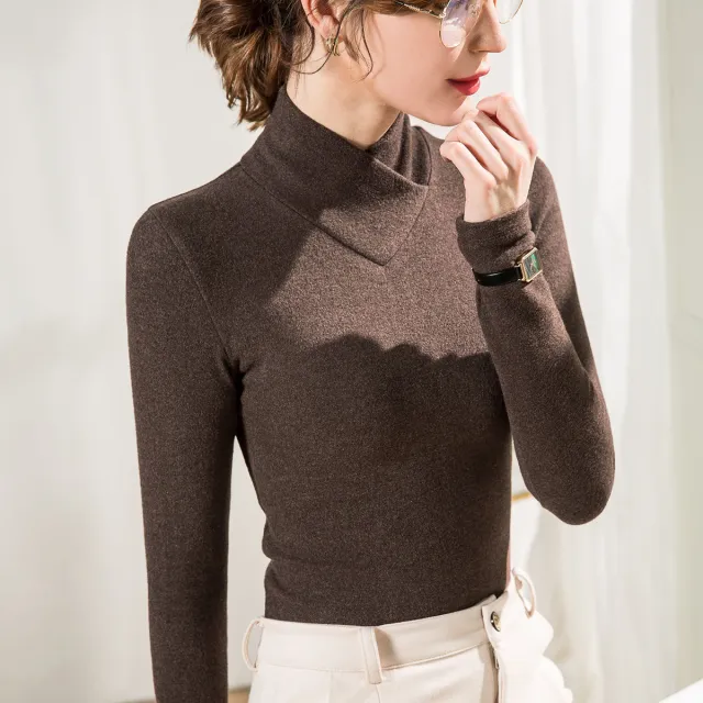 Undershirt Women's Inner Western Style Small Shirt Double sided With Velvet Top Brown - Shop at LoveMi