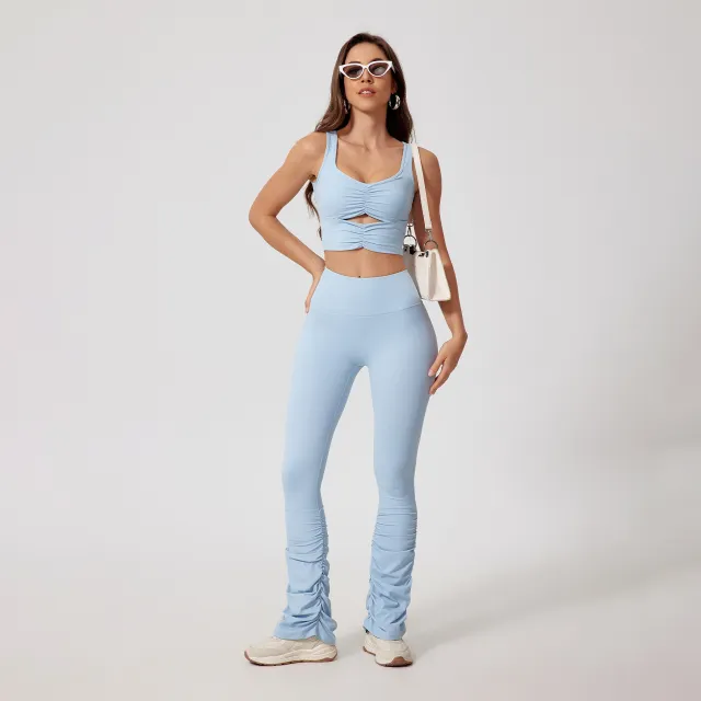 Pile Pants Yoga Fitness Outdoor Sports Suit Very Pale Blue - Shop at LoveMi