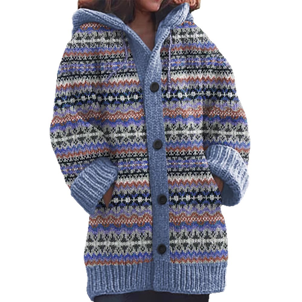 Womens Casual Cape Jacket With Abstract 3D Christmas Print