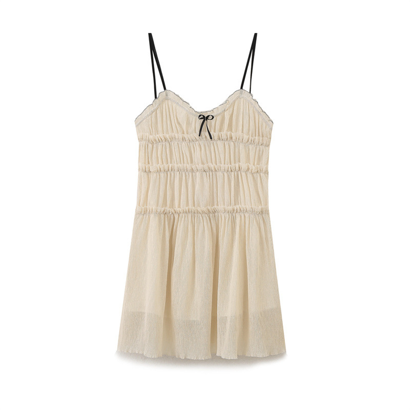 European And American Style Small Bowknot Decorative Texture Dress