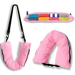 Refillable Travel Pillow Portable Clothes Luggage Storage Pillow - Pink - View 1