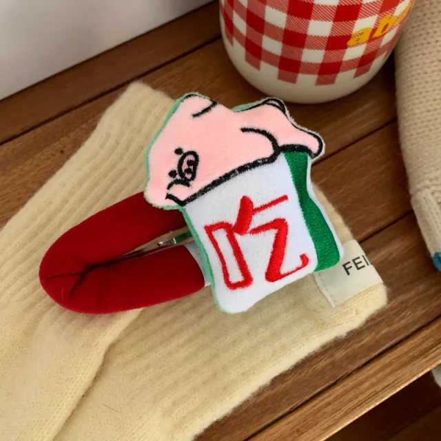 Cartoon Doll Sponge Bang Clip Hairpin Eating Word - Shop at LoveMi