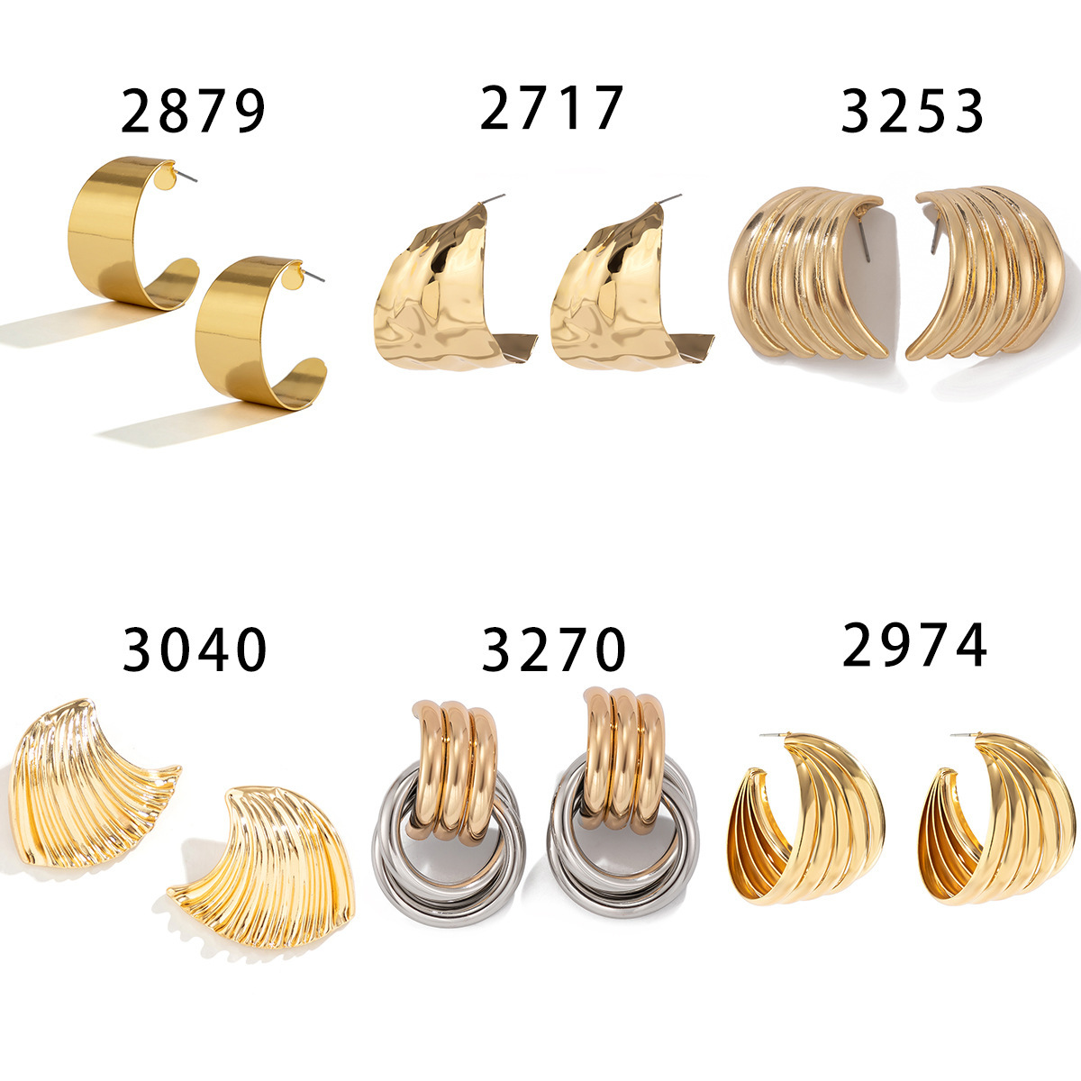 Niche Minimalist Metal Pleated Stud Earrings