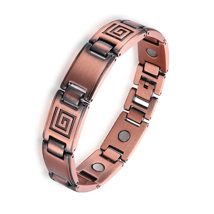 Retro Red Copper Men's Magnetic Therapy Bracelet