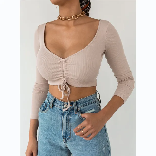 Women's Pleating Long sleeved Knitted Top Pink - Shop at LoveMi