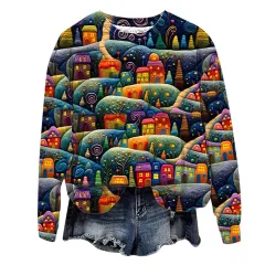 Autumn And Winter 3D Digital Printing Christmas Round Neck Top - Ymx23103015344-3Xl - View 1