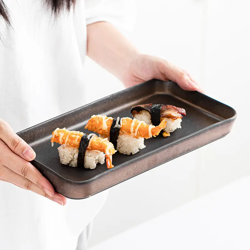 Stoneware Rust Plate Sushi Sashimi Tray