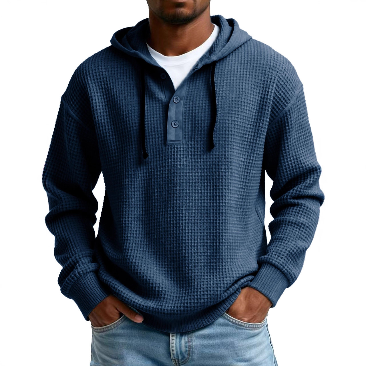 Mens Youth Ribbed Hooded Half-Zip Sweater