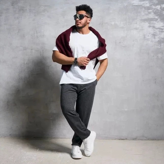 Mens Large-size Pants With A Drawstring Elastic Waist
